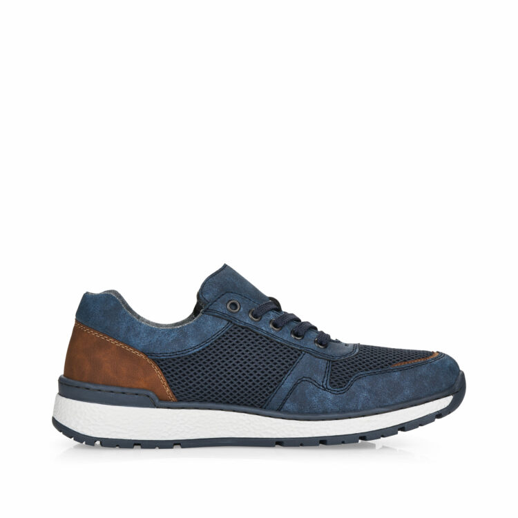 Baskets bleues pour homme marque Rieker. Référence B9006-14 Pazifik. Disponible chez Chauss'Family magasin de chaussures à Issoire.