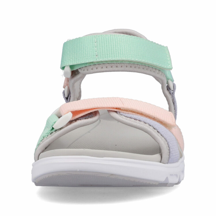 Sandales multicolores pour femme de la marque Rieker. Référence : V8401-90 Perlcloud. Disponible chez Chauss'Family magasin de chaussures à Issoire.