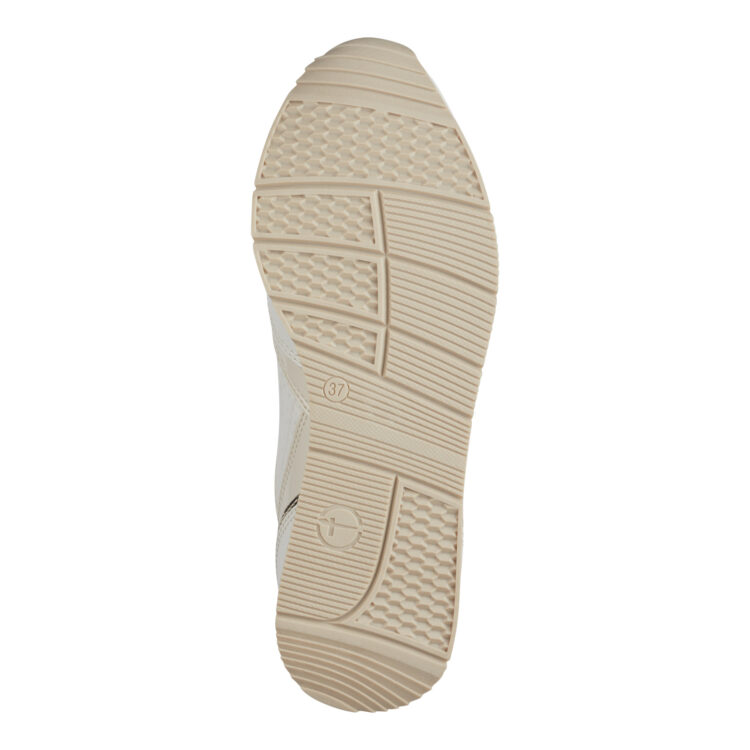 Sneakers blanches de la marque Tamaris. Référence 23603-20 147 Offwhite comb. Disponible chez Chauss'Family magasin de chaussures à Issoire.