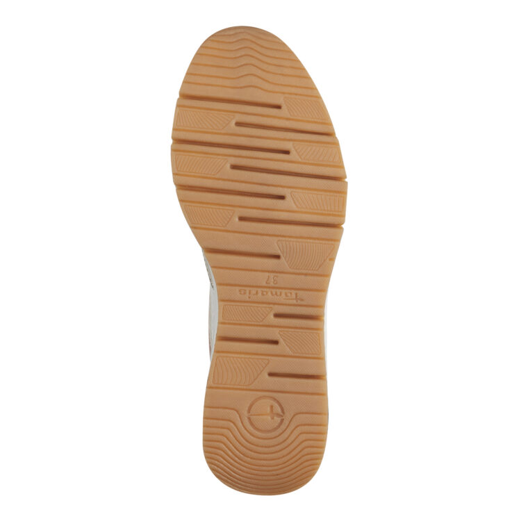 Baskets compensées de la marque Tamaris. Référence 23702-20 157 WHT ROS/GOLD. Disponible chez Chauss'Family magasin de chaussures à Issoire.