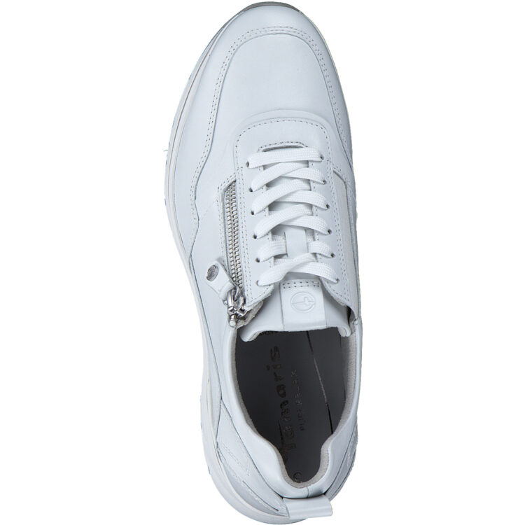 Baskets compensées de la marque Tamaris. Référence 23711-30 146 White Uni. Disponible chez Chauss'Family magasin de chaussures à Issoire.