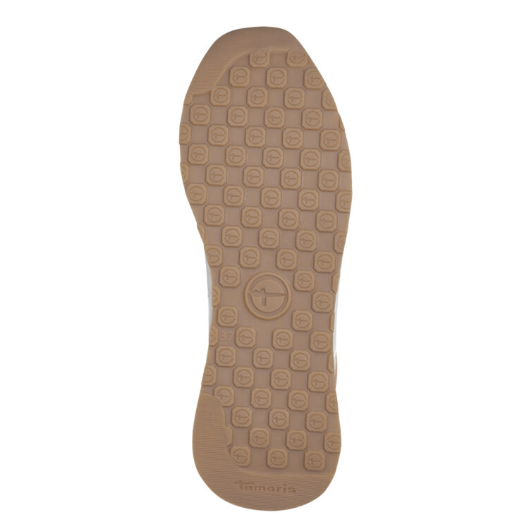 Baskets blanches de la marque Tamaris. Référence 23726-20 488 Ivory Nut Comb. Disponible chez Chauss'Family magasin de chaussures à Issoire.