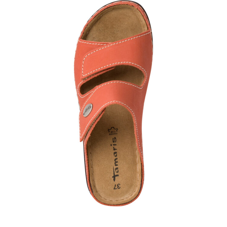 Mules réglables pour femme marque Tamaris. Référence : 27510-20 606 Orange. Disponible chez Chauss'Family magasin de chaussures à Issoire.