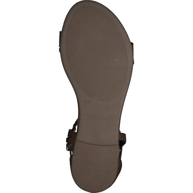Sandales marron pour femme de la marque Tamaris. Référence : 28043-20 392 Cognac Comb. Disponible chez Chauss'Family magasin de chaussures à Issoire.