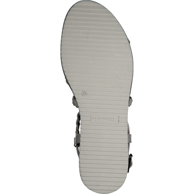Sandales compensées pour femme de la marque Tamaris. Référence : 28207-20 418 Ivory. Disponible chez Chauss'Family magasin de chaussures à Issoire.
