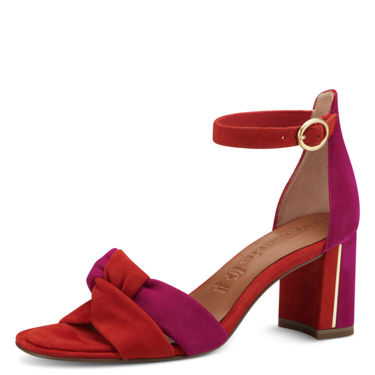 Sandales habillées pour femme de la marque Tamaris. Référence : 28321-20 552 Fuxia/Flame. Disponible chez Chauss'Family magasin de chaussures à Issoire.