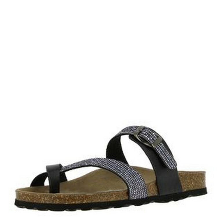 Mules entre-doigt de la marque La maison de l'espadrille. Référence : 3518 Noir. Disponible chez Chauss'Family magasin de chaussures à Issoire.