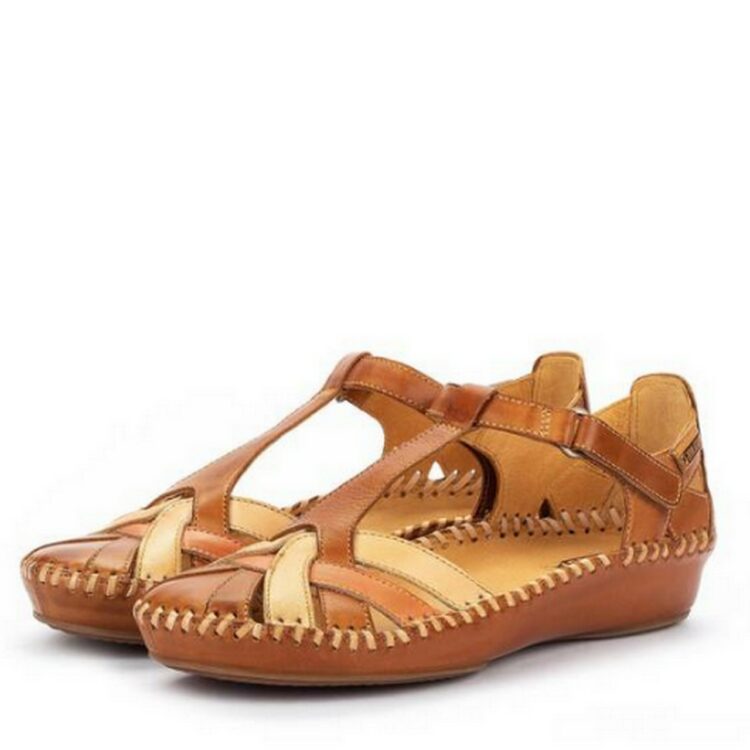 Sandales avec contrefort pour femme de la marque Pikolinos. Référence : Vallarta 655-0732C5 Brandy. Disponible chez Chauss'Family chaussures à Issoire.