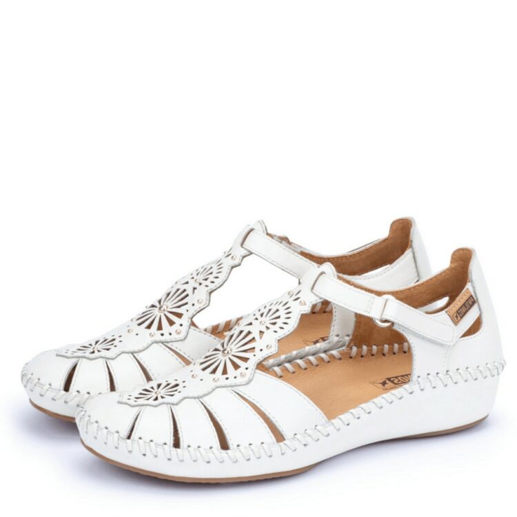 Sandales avec contrefort pour femme de la marque Pikolinos. Référence : Vallarta 655-0858 Nata. Disponible chez Chauss'Family chaussures à Issoire.
