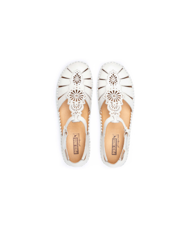 Sandales avec contrefort pour femme de la marque Pikolinos. Référence : Vallarta 655-0858 Nata. Disponible chez Chauss'Family chaussures à Issoire.