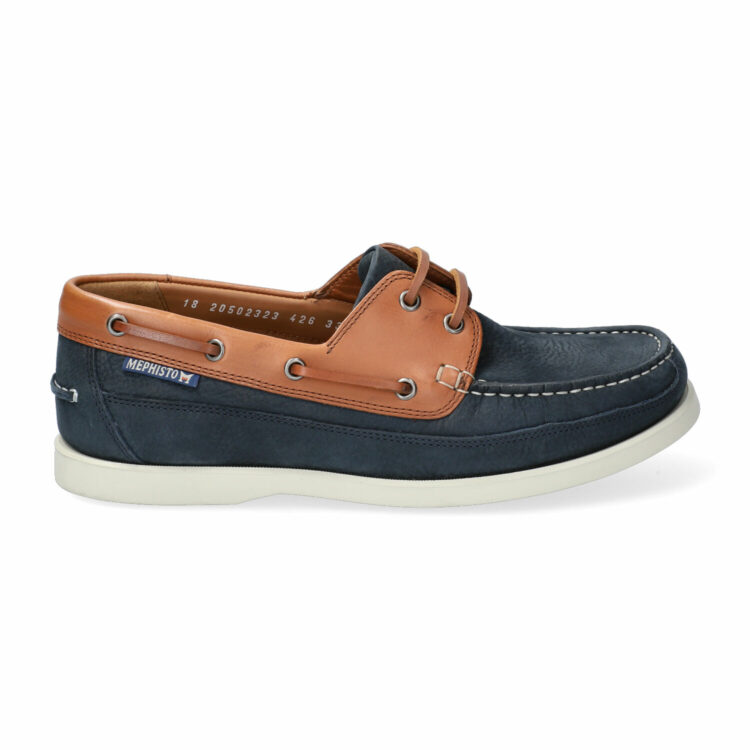 Chaussures bateau pour homme de la marque Mephisto. Référence : Boating Sportbuck Navy. Disponible chez Chauss'Family à Issoire.