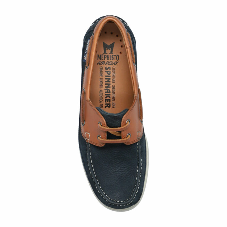 Chaussures bateau pour homme de la marque Mephisto. Référence : Boating Sportbuck Navy. Disponible chez Chauss'Family à Issoire.