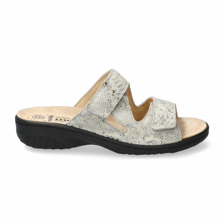 Sandales réglables pour femme marque Mobils. Geva Boa Platinum. Disponible chez Chauss'Family magasin de chaussures à Issoire