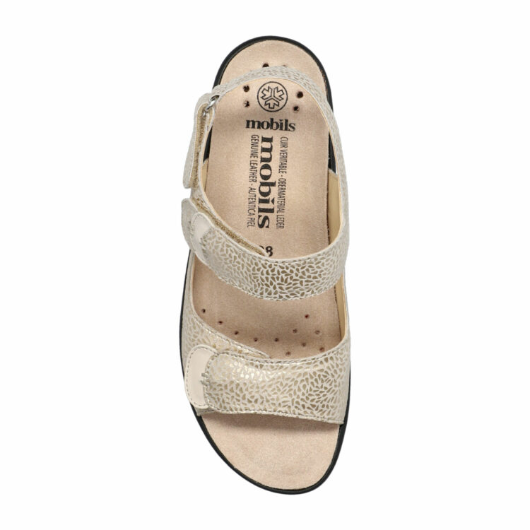 Sandales réglables multicolores pour femme marque Mobils. Getha Platinum. Disponible chez Chauss'Family magasin de chaussures à Issoire.