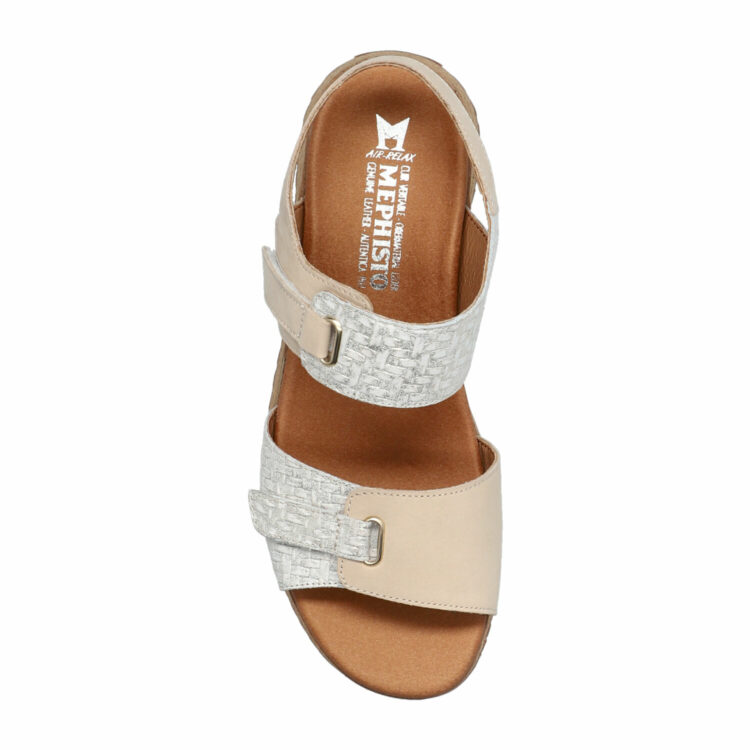 Sandales réglables pour femme marque Mephisto. Jade Bucksoft Nude. Disponible chez Chauss'Family magasin de chaussures à Issoire.