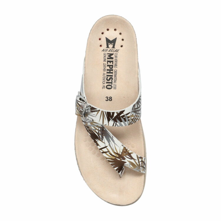 Tongs - Helen pour femme marque Mephisto. Référence : Helen Camel. Disponible chez Chauss'Family magasin de chaussures à Issoire.