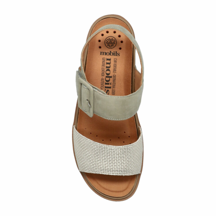 Sandales vertes pour femme marque Mobils. Melysa Light Sand. Disponible chez Chauss'Family magasin de chaussures à Issoire.