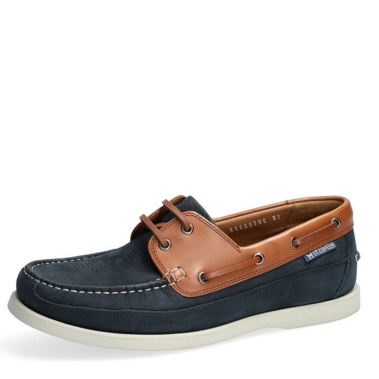 Chaussures bateau pour homme de la marque Mephisto. Référence : Boating Sportbuck Navy. Disponible chez Chauss'Family à Issoire.