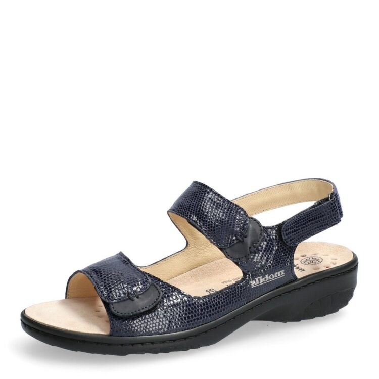 Sandales réglables pour femme marque Mobils. Getha Navy. Disponible chez Chauss'Family magasin de chaussures à Issoire.