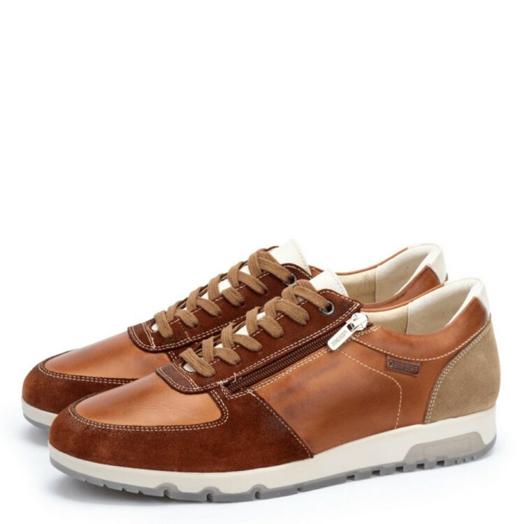 Baskets marron pour homme de la marque Pikolinos. Référence : Alarcon M9T-6163C3 Brandy. Disponible chez Chauss'Family magasin chaussures Issoire.