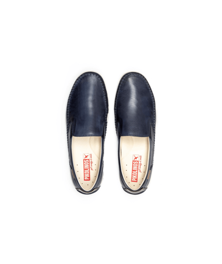 Mocassins bleu marine pour homme de la marque Pikolinos. Référence Marbella M9A-3111 Blue. Disponible chez Chauss'Family magasin de chaussures à Issoire.