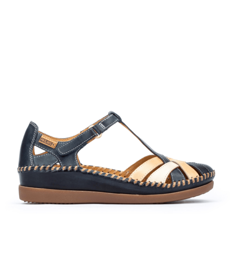 Sandales avec contrefort pour femme de la marque Pikolinos. Référence : Cadaques W8K-0732C1 Ocean. Disponible chez Chauss'Family chaussures à Issoire.