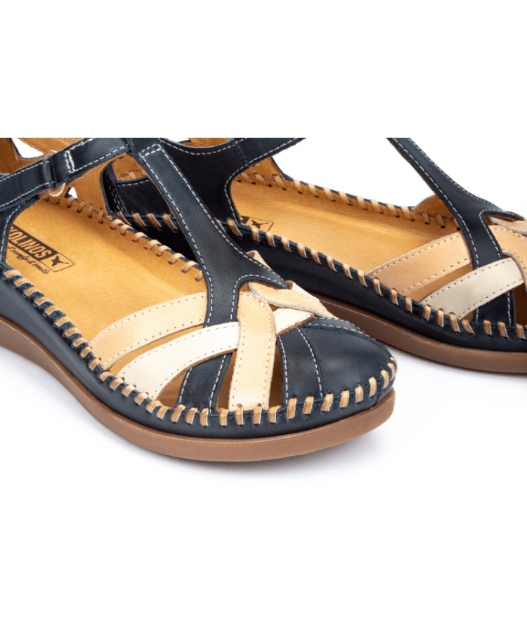 Sandales avec contrefort pour femme de la marque Pikolinos. Référence : Cadaques W8K-0732C1 Ocean. Disponible chez Chauss'Family chaussures à Issoire.
