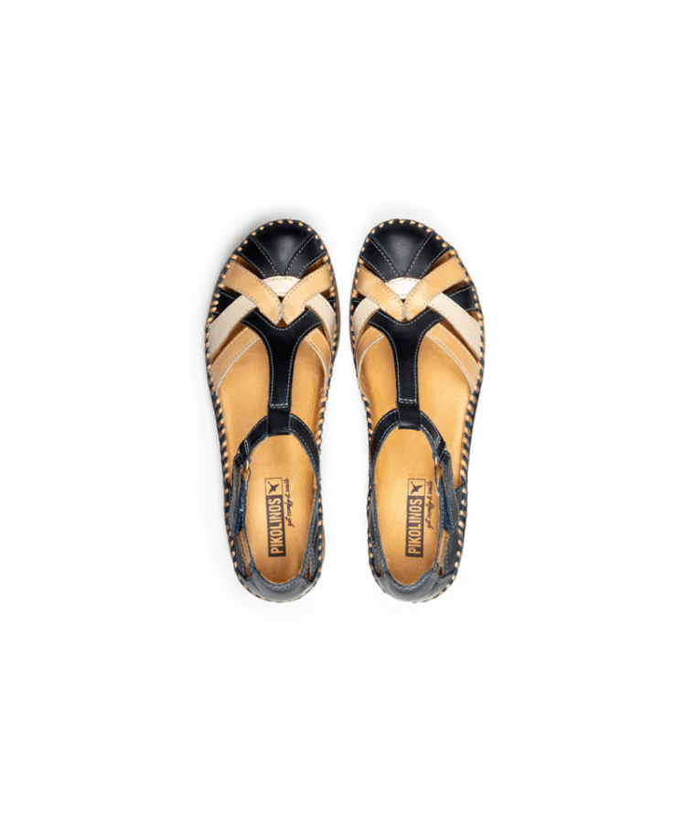 Sandales avec contrefort pour femme de la marque Pikolinos. Référence : Cadaques W8K-0732C1 Ocean. Disponible chez Chauss'Family chaussures à Issoire.