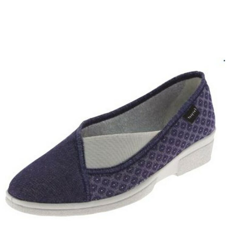 Pantoufles fermées Fargeot pour femme. Référence : Lambada Marine. Disponible chez Chauss'Family magasin de chaussures à Issoire.