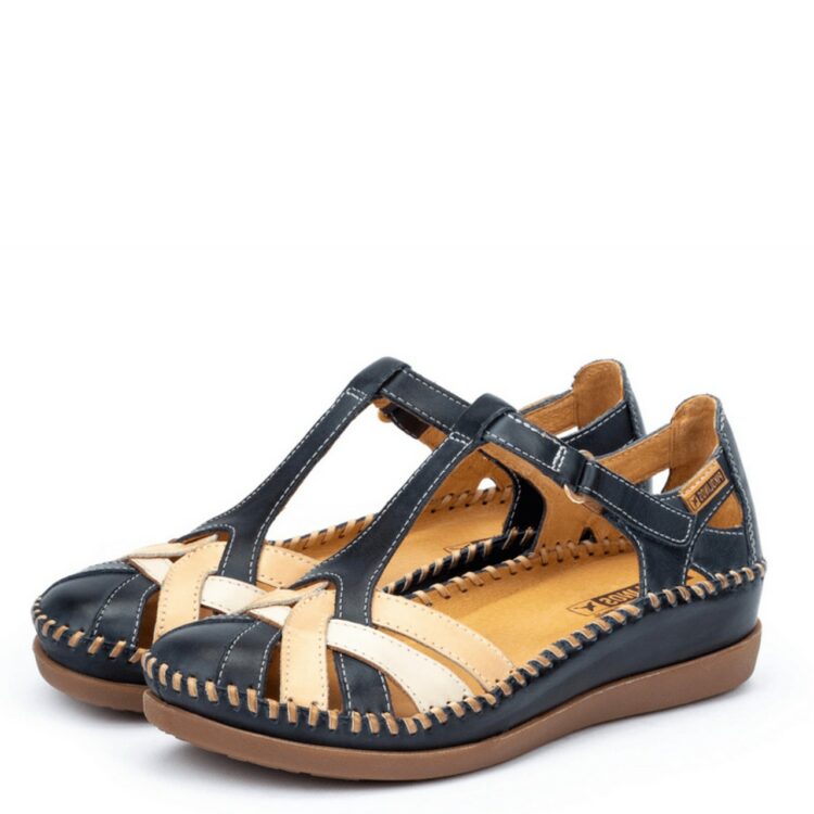 Sandales avec contrefort pour femme de la marque Pikolinos. Référence : Cadaques W8K-0732C1 Ocean. Disponible chez Chauss'Family chaussures à Issoire.