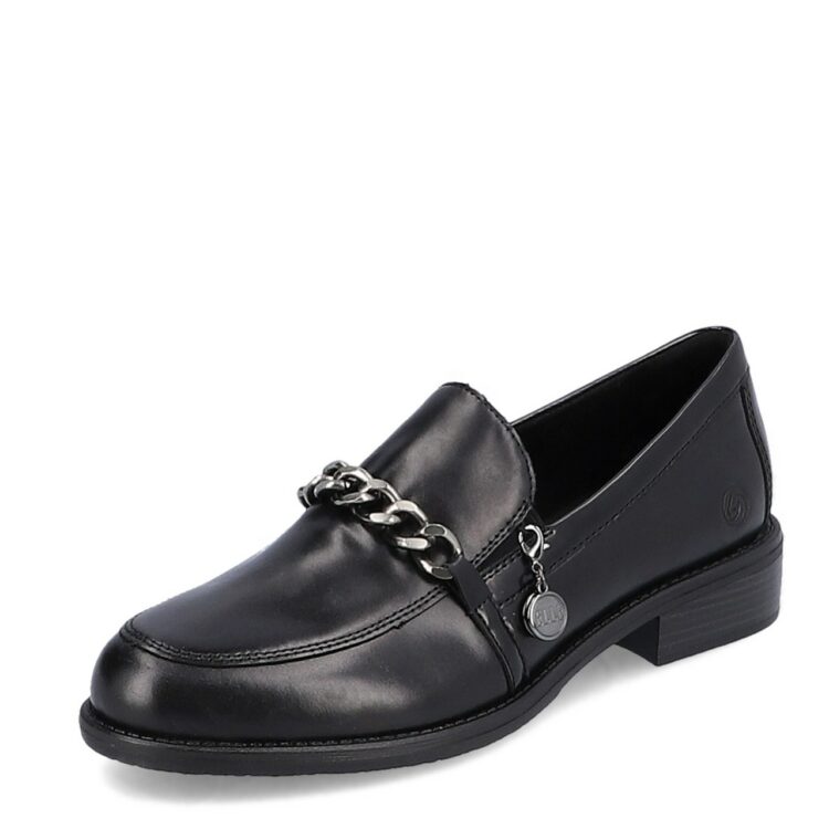 Mocassins noirs pour femme marque Remonte. Référence D0F03-01 Schwarz. Disponible chez Chauss'Family magasin de chaussures Issoire.