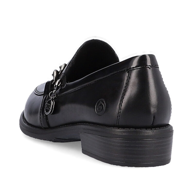 Mocassins noirs pour femme marque Remonte. Référence D0F03-01 Schwarz. Disponible chez Chauss'Family magasin de chaussures Issoire.