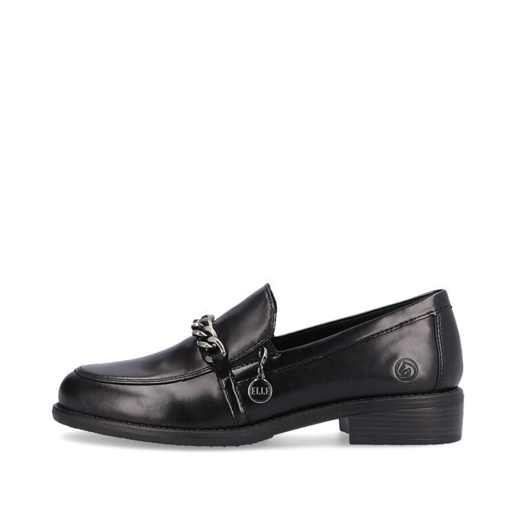 Mocassins noirs pour femme marque Remonte. Référence D0F03-01 Schwarz. Disponible chez Chauss'Family magasin de chaussures Issoire.