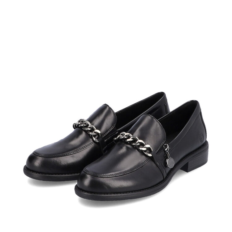 Mocassins noirs pour femme marque Remonte. Référence D0F03-01 Schwarz. Disponible chez Chauss'Family magasin de chaussures Issoire.