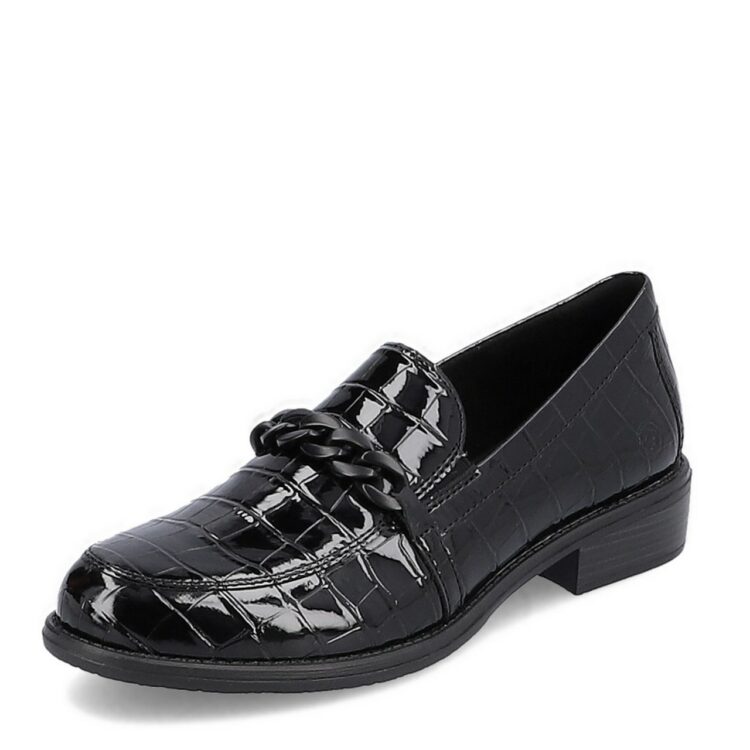 Mocassins noirs pour femme marque Remonte. Référence D0F03-02 Schwarz. Disponible chez Chauss'Family magasin de chaussures Issoire.
