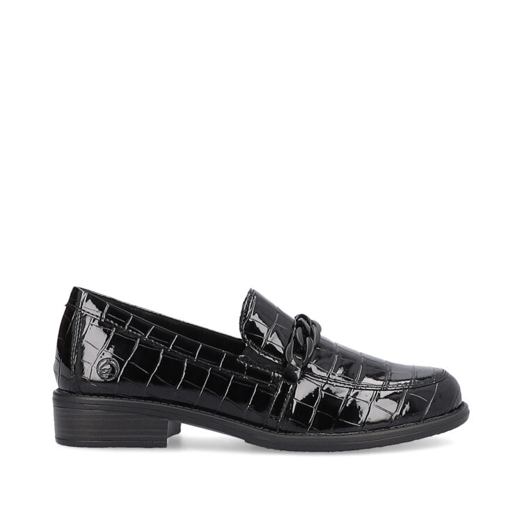 Mocassins noirs pour femme marque Remonte. Référence D0F03-02 Schwarz. Disponible chez Chauss'Family magasin de chaussures Issoire.