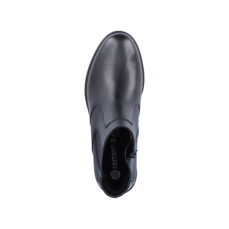 Bottines noires pour femme marque Remonte. Référence D0F70-01 Schwarz. Disponible chez Chauss'Family magasin de chaussures Issoire.