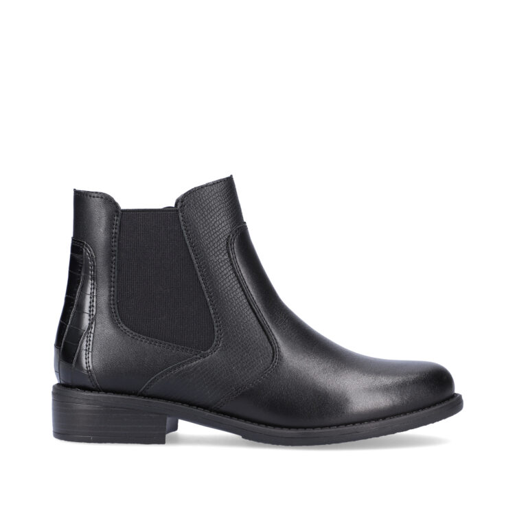 Bottines noires pour femme marque Remonte. Référence D0F70-01 Schwarz. Disponible chez Chauss'Family magasin de chaussures Issoire.