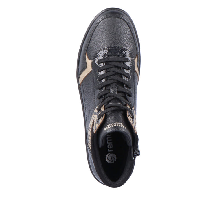 Baskets montantes noires pour femme marque Remonte. Référence D0J71-01 Schwarz. Disponible chez Chauss'Family magasin de chaussures Issoire