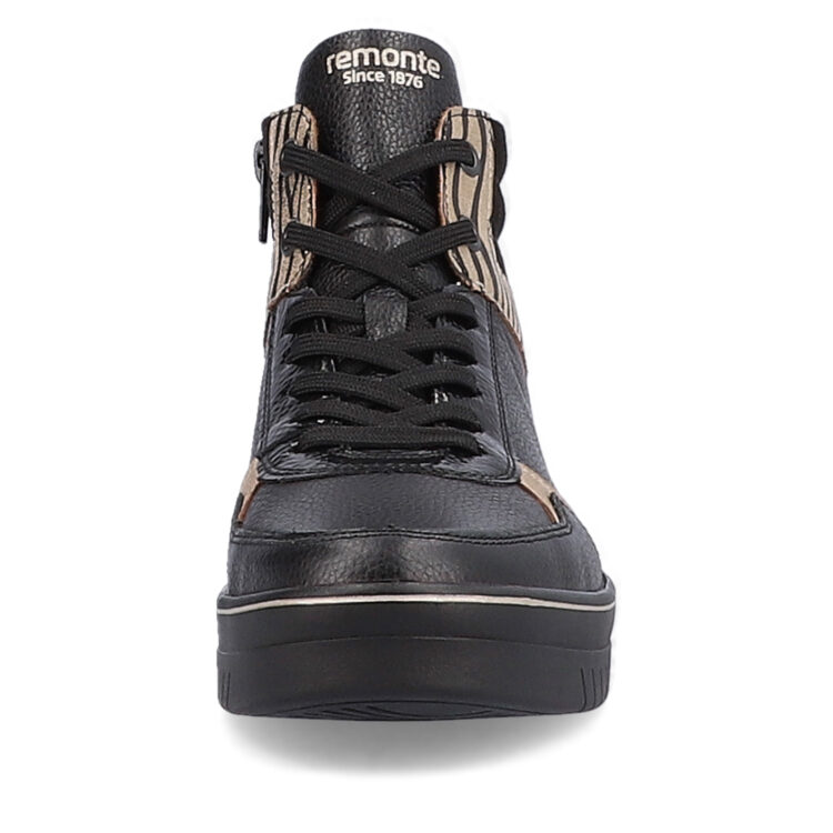 Baskets montantes noires pour femme marque Remonte. Référence D0J71-01 Schwarz. Disponible chez Chauss'Family magasin de chaussures Issoire