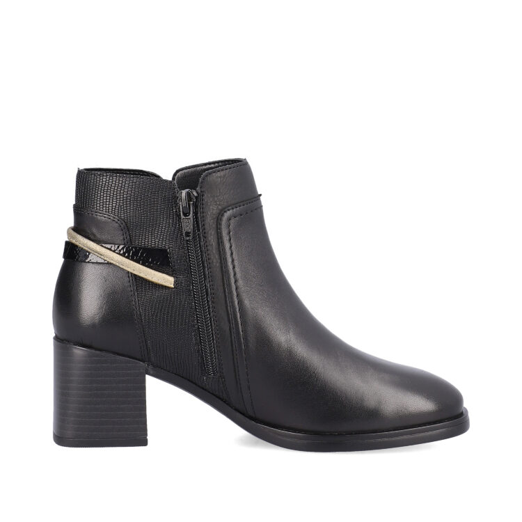 Bottines noires pour femme marque Remonte. Référence D0V74-01 Schwarz. Disponible chez Chauss'Family magasin de chaussures Issoire.