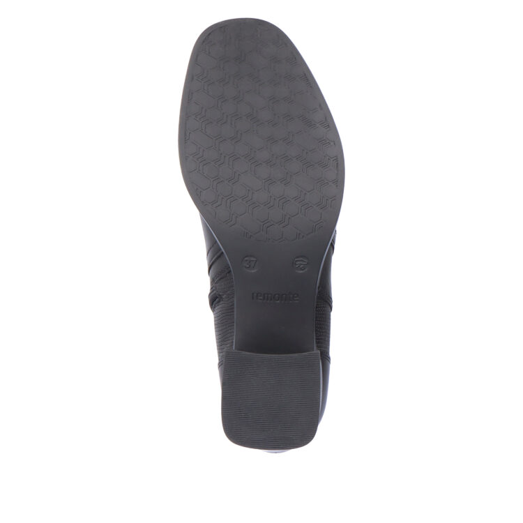 Bottines noires pour femme marque Remonte. Référence D0V74-01 Schwarz. Disponible chez Chauss'Family magasin de chaussures Issoire.