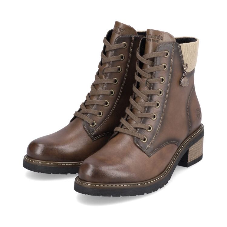 Bottines à lacets pour femme marque Remonte. Référence D1A70-22 Chestnut. Disponible chez Chauss'Family magasin de chaussures Issoire.