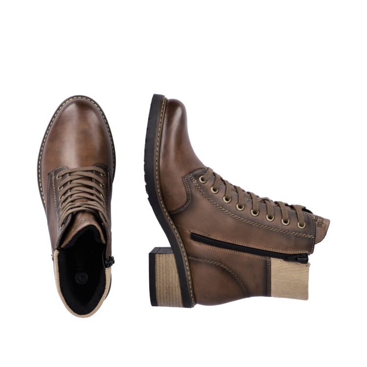 Bottines à lacets pour femme marque Remonte. Référence D1A70-22 Chestnut. Disponible chez Chauss'Family magasin de chaussures Issoire.