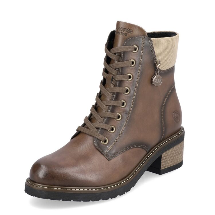 Bottines à lacets pour femme marque Remonte. Référence D1A70-22 Chestnut. Disponible chez Chauss'Family magasin de chaussures Issoire.