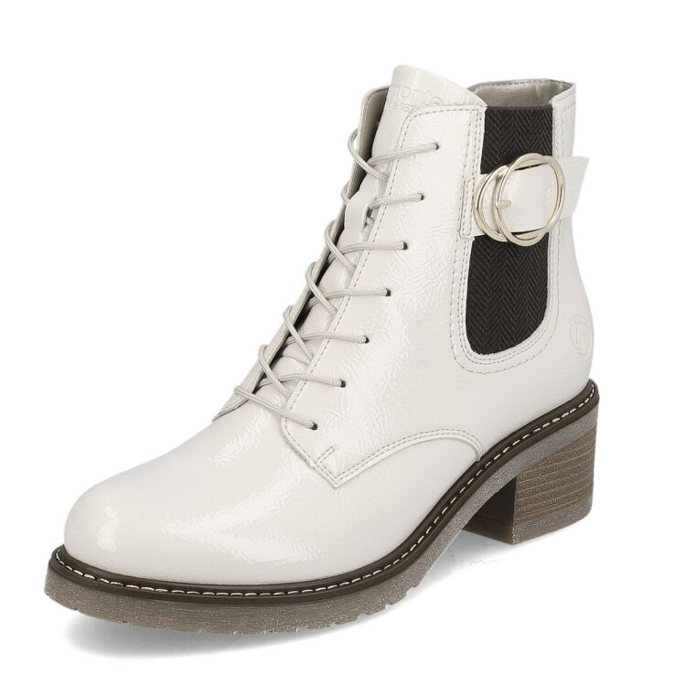 Bottines à lacets pour femme marque Remonte. Référence D1A72-80 Offwhite. Disponible chez Chauss'Family magasin de chaussures Issoire.