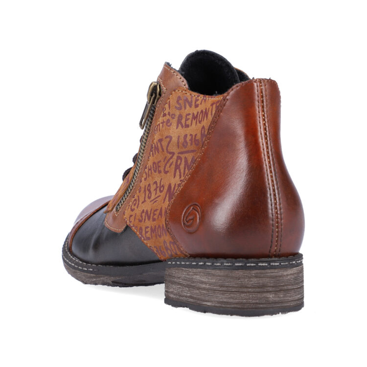 Bottines à lacets pour femme marque Remonte. Référence D4391-22 Chestnut. Disponible chez Chauss'Family magasin de chaussures Issoire.