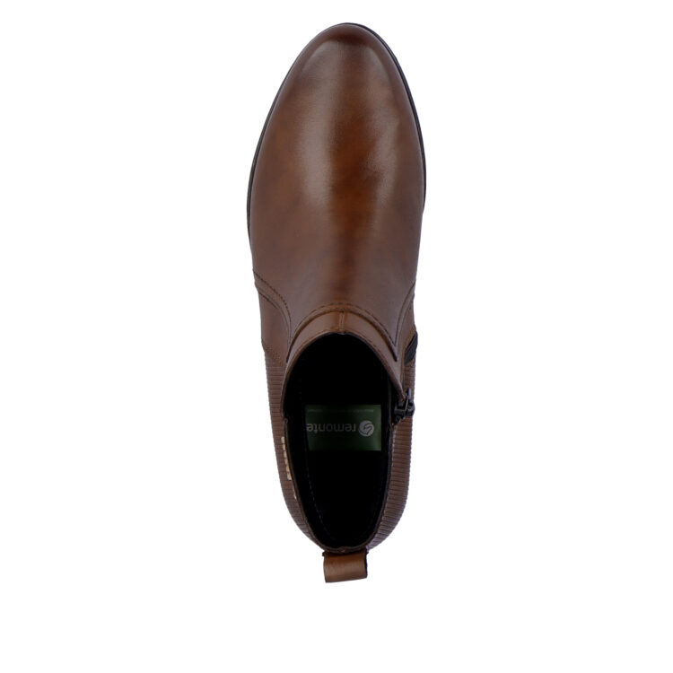 Bottine marron pour femme marque Remonte. Référence D6882-22 Chestnut. Disponible chez Chauss'Family magasin de chaussures Issoire.