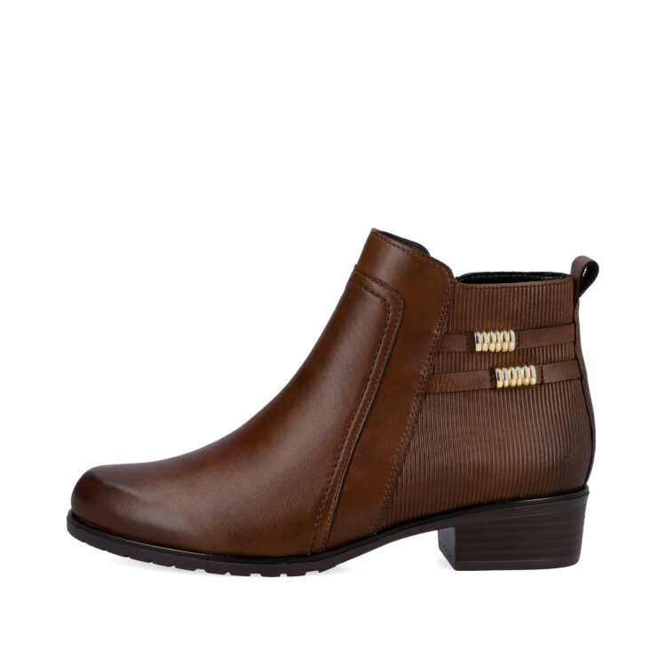 Bottine marron pour femme marque Remonte. Référence D6882-22 Chestnut. Disponible chez Chauss'Family magasin de chaussures Issoire.