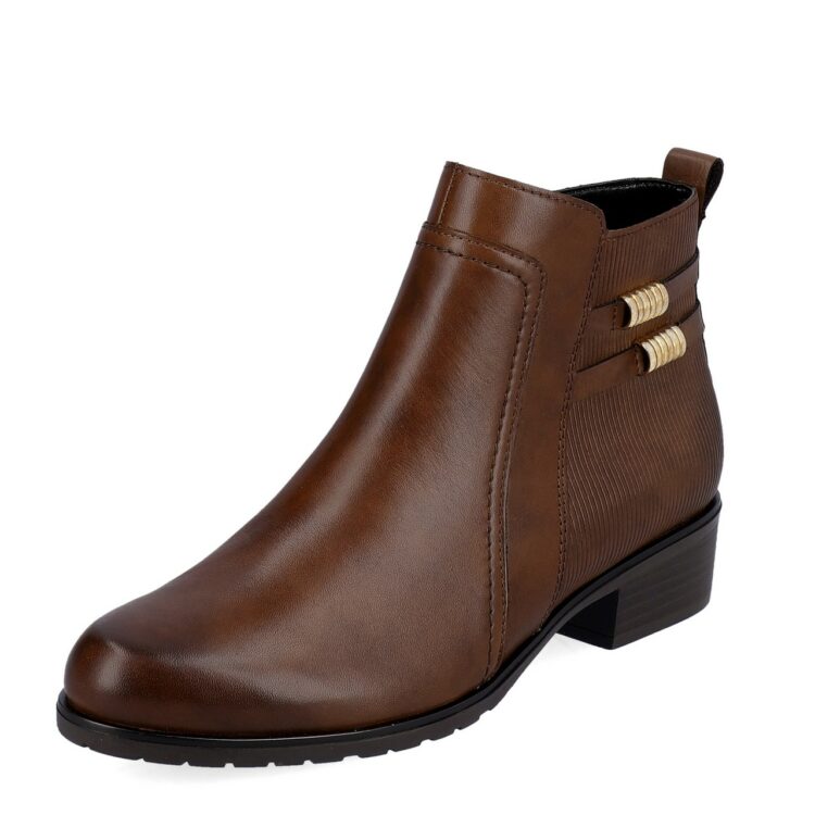 Bottine marron pour femme marque Remonte. Référence D6882-22 Chestnut. Disponible chez Chauss'Family magasin de chaussures Issoire.